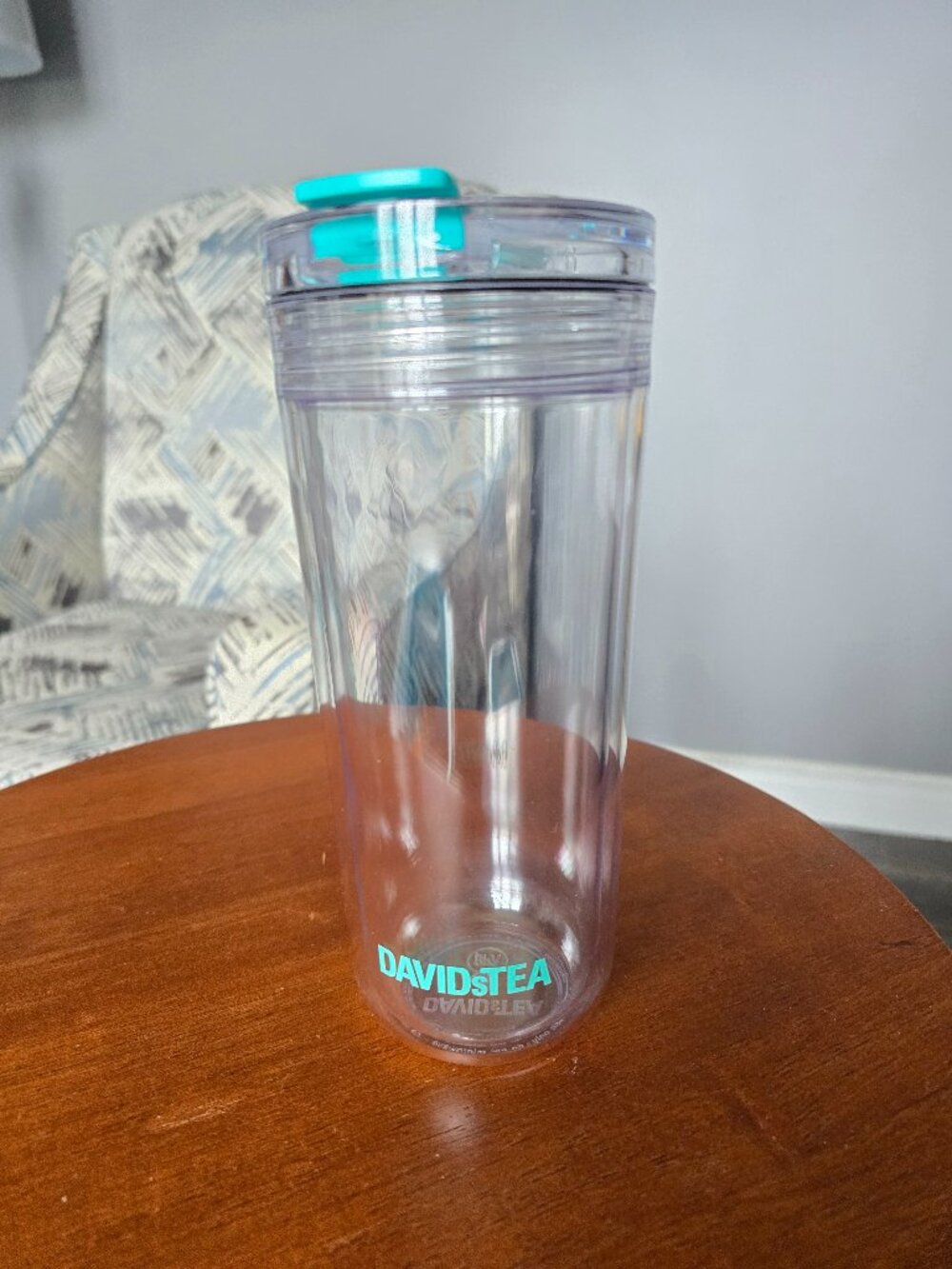Davids Tea clear plastic tumbler